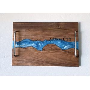 Bandeja para servir el desayuno de resina de madera con bordes naturales artesanales de la mejor calidad, bandeja para servir artículos para el hogar personalizada, bandeja de resina de madera elegante - Product Image 4