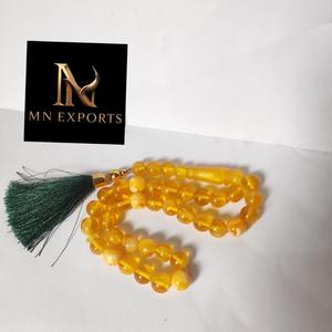 Collier chapelet en résine effet craquelé, fait main, Tasbih arabe, perles de prière musulmanes, décoration d'intérieur ange hibou - Product Image 6