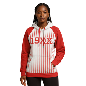 DST Delta White Body Red Raglan Pinstripes Sweat à capuche en coton mélangé Vêtements de sororité grecque Divine Nine HBCU Greek Life Année de fondation - Product Image 1