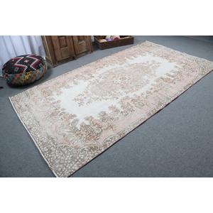 Tapis vintage 5,1 x 9,5 pieds, tapis turc, tapis en laine blanc patchwork - Product Image 2