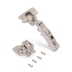 Set Emuca di cerniere diritte 20x91 per mobili chiusura morbida con inserti a vite in acciaio nichelato altezza 0 - Product Image 2