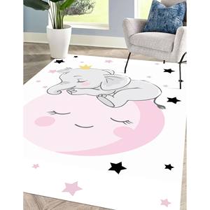 Alfombra de Elefante Adorable, Alfombra Estampada, Alfombras de Animales, Alfombra para Habitación Infantil, Alfombra Rosa, Alfombra Suave con Pelo - Product Image 5