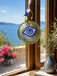 DNB1002 Adorno de Pared de Cristal Hecho a Mano con Ojo Turco de 13 CM – Decoración para el Hogar Nazar Boncuk para Uso Interior y Exterior – Regalo Premium - Product Image 2