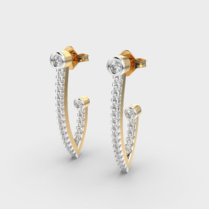 Pendientes colgantes lineales de oro para mujer, diamantes cultivados en laboratorio, diseño de pasador trasero, regalo de aniversario para ella - Product Image 6