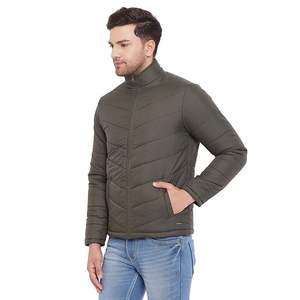 Veste matelassée personnalisable High Street pour hommes, veste de sport d'hiver coupe-vent imperméable en coton polaire brodé à col montant, chaude - Product Image 4
