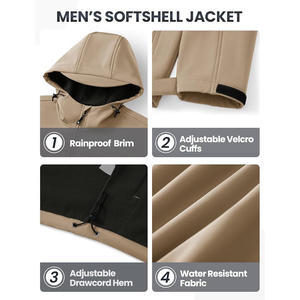 Chaqueta cortavientos Softshell para hombre personalizable, a prueba de viento, duradera, tiras reflectantes, servicio OEM/ODM - Product Image 5