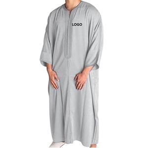 Personalizado Logo Diseño Casual Moda Color Sólido Brillante Algodón Musulmán Ropa Vestido Árabe Túnica Larga Thobes Jubbah Hombres Alta - Product Image 2