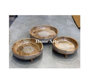 Juego de 2 servidores de pasteles de diferentes tamaños Servidor de pasteles de chocolates de madera de forma redonda para utensilios de cocina Uso doméstico - Product Image 4