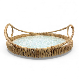 Inlay décoratif en nacre avec bord en jacinthe d'eau pour table de service et décoration intérieure en provenance du Vietnam - Product Image 2