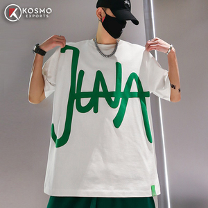 เสื้อยืดโอเวอร์ไซส์ผู้ชายผ้าฝ้ายผสมใยไผ่ขายดี พิมพ์ลายสกรีนพัฟแบบกำหนดเอง ระบายอากาศได้ดี แห้งเร็ว ทันสมัย - Product Image 3