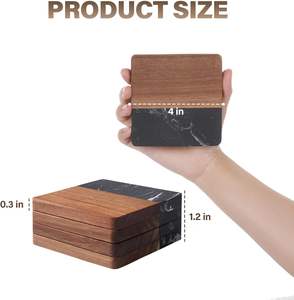 Ensemble de 4 sous-verres carrés en céramique classiques - Réutilisables, durables et écologiques - Product Image 3