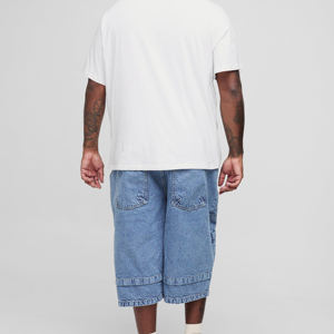 Shorts décontractés d'été 2025 pour hommes, style streetwear, 100 % coton denim, coupe droite, taille mi-haute, tricoté, respirant, couleur et logo personnalisables, en jean - Product Image 4