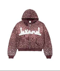 Sweat-shirts pour hommes de haute qualité en coton 100% surdimensionnés, lavés à l'acide, sérigraphiés, avec des strass brodés vintage personnalisés - Product Image 3