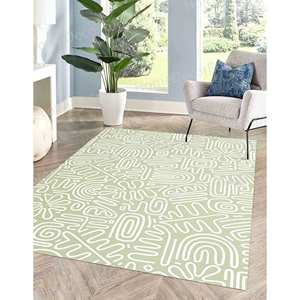 Tapis imprimé à motifs minimalistes : Décoration bohème chic pour les espaces modernes, tapis fin non tissé - Product Image 4