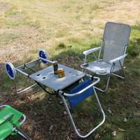 Chariot de plage multifonctionnel pliable avec table intégrée |   Grandes roues légères en aluminium pour un transport confortable à la plage