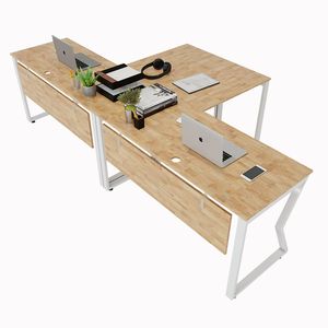 Sistema de Ensamblaje MConcept HBMC027, Escritorio en Forma de L Contemporáneo y Minimalista, Madera de Melamina MDF, Dos Patas de Acero Interconectadas - Product Image 1