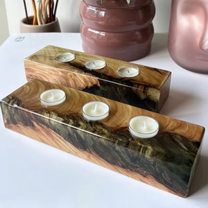 Candelabro Artesanal de Resina y Madera con Forma Personalizada, Decoración para el Hogar, Sala de Estar, Dormitorio, Mesa - Product Image 1