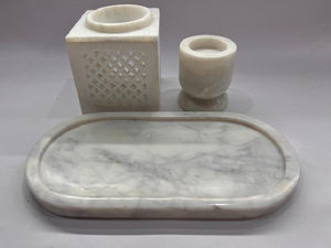 Wholesale Marble Tray Decorated Tea Light Holder Metal <b>Candle</b> Holder and Lantern for Home Festivals - Product Image 2
