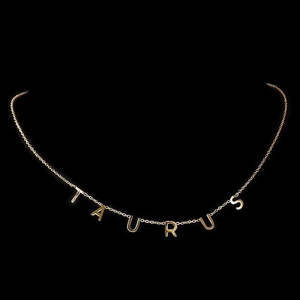 Collar de Moda con Signo Zodiacal Tauro en Acero Inoxidable Chapado en Oro con Diamantes, Geométrico, en Forma de Letra, Joyería Religiosa o para Regalo - Product Image 1