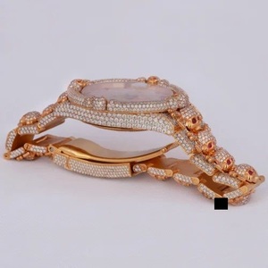 Reloj mecánico de lujo de acero inoxidable para hombre, Diamante de moissanita, movimiento de cuarzo Hip Hop único, esfera, ventana, Material de cristal, encanto - Product Image 3