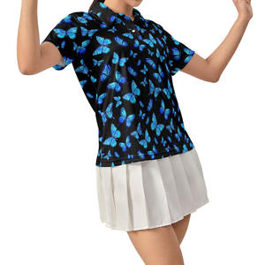 Polo pour femme en sublimation bleu et noir contrasté, fabricant de qualité de marque, impression de logo OEM, polo en sublimation pour femme - Product Image 6