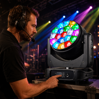 Projecteur de scène à tête mobile LED RGBW Zoom Bee Eye Beam 19x40W, indice de protection IP33, en aluminium et plastique, DMX512, activé par le son, dimmable, 20000