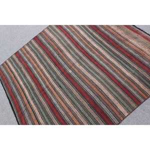 4.6x5.1 ft Rug, Turkish Vintage Rug, <b>Red</b> Kilim <b>Wool</b> Rug - Product Image 4