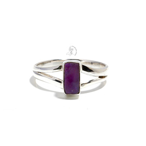 Handmade 925 Sterling Silver Wedding <b>Ring</b> Sugilite Rectangle Cut Minimalist Simple Jewelry Direct Manufacturer for Parties - Product Image 4