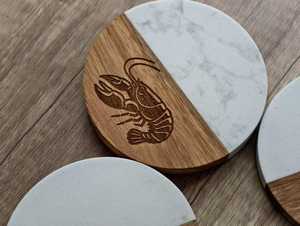 High Quality Eco-Friendly Classic Style Round Mango Wood Resin Inlay <b>Coasters</b> 8mm Thick 100mm Diameter Mixed Material <b>Drink</b> Pads - Product Image 3