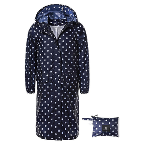 Impermeable de Moda con Estampado de Lunares, Estilo Coreano, Impermeable Largo para Mujer, Impermeable con Capucha - Product Image 1