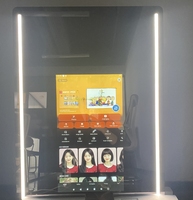 Miroir de salon intelligent avec écran tactile vertical, caméra HD Vercon, IA, miroir de coiffure VR, essai de coiffure avec éclairage LED, Bluetooth, WiFi