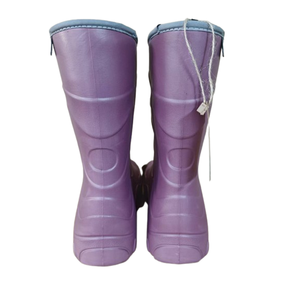 Stivali da <span class=keywords><strong>pioggia</strong></span> alla caviglia EVA viola da ragazza leggera impermeabile antiscivolo comoda fodera in pelliccia alla moda stile di sicurezza per neonati - Product Image 2