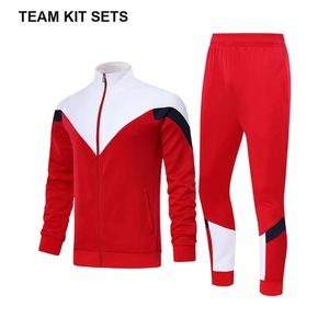 Tracksuit Men 300 Grams 100% Polyester Midweight Stand Collar Full Zip Chevron Blue Black <b>White</b> Training <b>Set</b> - Product Image 3