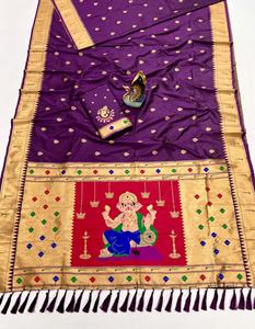 Artriddh Ganesh Paithani Soft Silk Saree-Reversible para bodas y celebraciones de Diwali - Product Image 3