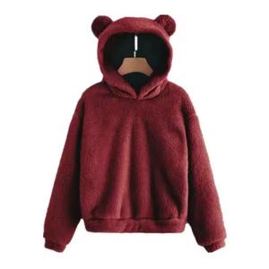 Sweat-shirt à capuche en polaire sherpa personnalisé avec des oreilles d'ours mignonnes, unisexe, pull-over, sweat-shirt lourd en peluche pour homme - Product Image 3