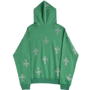 Sweat à capuche brodé strass pour hommes à prix d'usine léger en coton polyester motif solide toutes les tailles disponibles - Product Image 4