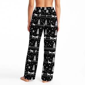Flocon de neige noël pantalons de survêtement femmes coupe régulière taille élastique noël pantalons de survêtement Polyester doux chaud vacances - Product Image 6