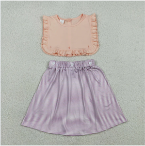 Robe pour fille à rayures violettes et roses avec boutons GSD3559 - Product Image 3