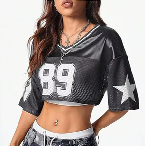Top corto de verano para mujer, ropa de calle de algodón transpirable con estampado de logotipo personalizado, perfecta para ropa de boutique y gimnasio - Product Image 5