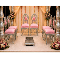 Chaise de mandap de mariage élégante et stylée en argent allemand, détachable, en bois traité moderne de haute qualité, pour cérémonie de mariage des mariés et événements.