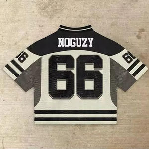 Ropa de calle personalizada estilo Retro americano Vintage con malla de béisbol clásica fútbol boxy hombres camiseta camisetas de fútbol todos los tamaños - Product Image 2