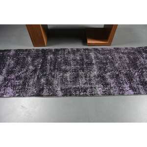 Tapis Turc Vintage Moderne 28X87 pieds Noir Violet Tissage Plat Laine avec Motif Patchwork pour Décorations de Salon Couloirs - Product Image 3