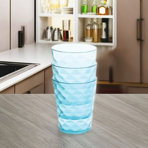 Ensemble de verres à boire en plastique pyramidaux, 6 pièces, 240 ml, empilables, réutilisables, lavables au lave-vaisselle, finition brillante, pour la maison et le bureau - Product Image 1