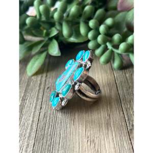 Chris Etsitty Kingman <b>Turquoise</b> Sterling Silver <b>Ring</b> Size 5.5 - Product Image 4