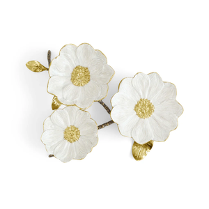Vintage Bloom Metal Triple Plato Hecho a mano Floral 3 secciones Bandeja para servir aperitivos, condimentos y decoración - Product Image 5
