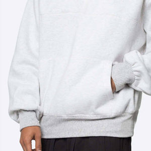 Mens Light Grey Quarter Zip Pullover Sweatshirt <b>Mock</b> <b>Neck</b> Long Sleeve Solid Color Casual Streetwear <b>Top</b> cotton blended - Product Image 5