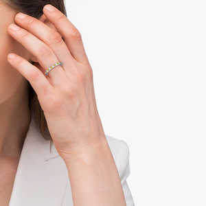 14K White Gold 0.75ct Yellow & White Diamond Wedding <b>Band</b> Anniversary <b>Ring</b> - Product Image 1