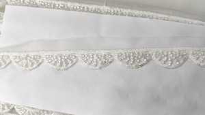 Custom Made in Scalaping Designed Machine Embroidered <b>Laces</b> in Various Designs & in <b>White</b> Colours for Wedding Dresses - Product Image 2