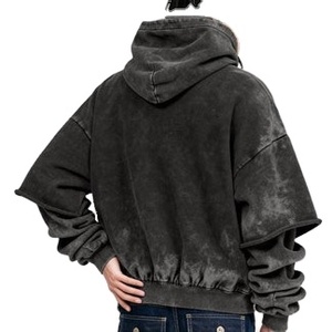 Fabricante de Sudaderas con Capucha Extra Grandes, Personalizadas, con Lavado Ácido, Estilo Vintage, 100% Algodón, Sudaderas de Alta Calidad con Lavado Vintage, 420g, OEM - Product Image 4