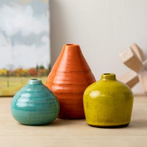 3 Petits Vases Rustique Décoration Maison Fermes Modernes Idéal Étagère Décor Bibliothèque Manteau Multicolore Céramique Vase Set - Product Image 2